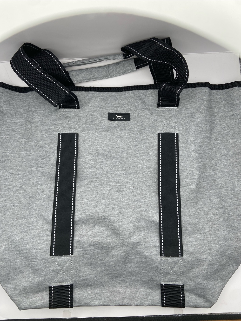 Scout Grey Canvas Tote with Black Straps Nylon Lined